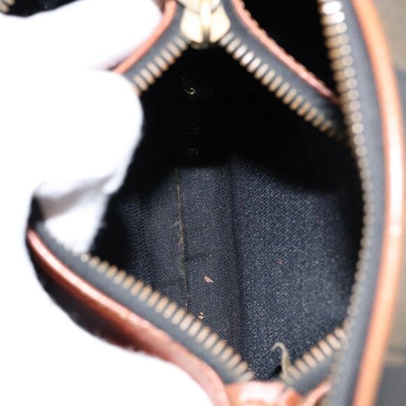 FENDI Pecan Canvas Hand Bag PVC Brown Gold Auth ep11310 - Picture 13 of 16